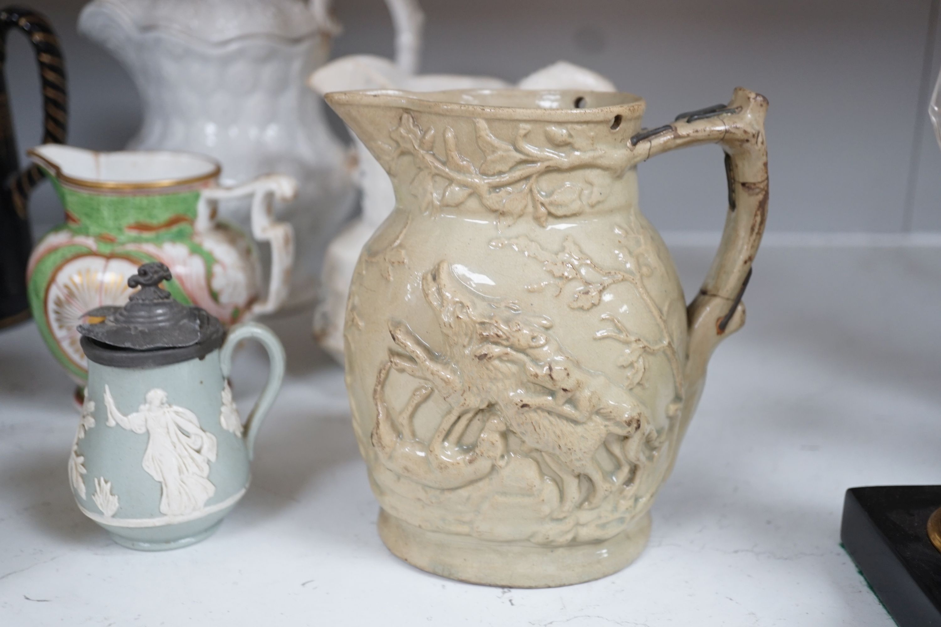 A group of 19th century pottery jugs